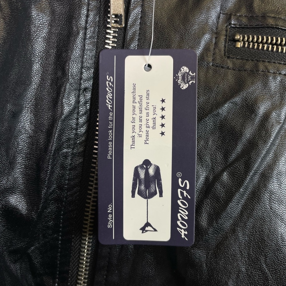 NWT Men’s AOWOFS Faux Leather Jacket - Picture 6 of 8